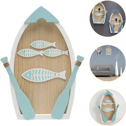 Vista 9 de BESPORTBLE 1 caja para llaves de madera costera, organizador de llaves costero, ganchos de pared mediterráneos, soporte para llaves de pared