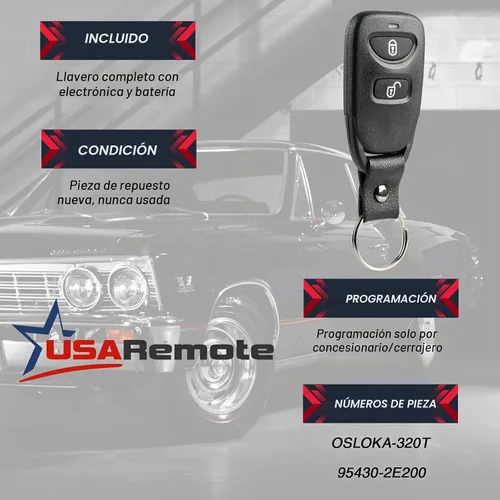 Vista 3 de Llavero de coche sin llave para Hyundai Tucson (OSLOKA-320T) 2005 2006 2007 2008 2009 2-Btn
