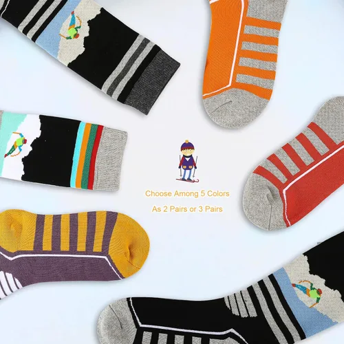 Vista 7 de HGRTYXS Calcetines de esquí para niños, calcetines de snowboard cálidos y gruesos para invierno, calcetines térmicos para niños y niñas, esquí