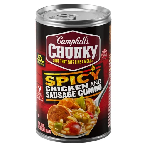 Vista 13 de Sopa Campbell’s Chunky, Gumbo de Pollo y Salchicha, lata de 18.8 oz (Caja de 12)