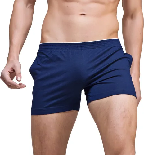 Vista 5 de Pantalones cortos de pijama para hombre con bolsillos marino