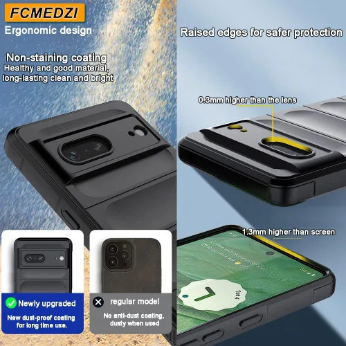 Vista 4 de Funda compatible con Google Pixel 8 Pro con tacto agradable al tacto [protección de grado militar de 15 pies] y protector de pantalla de vidrio