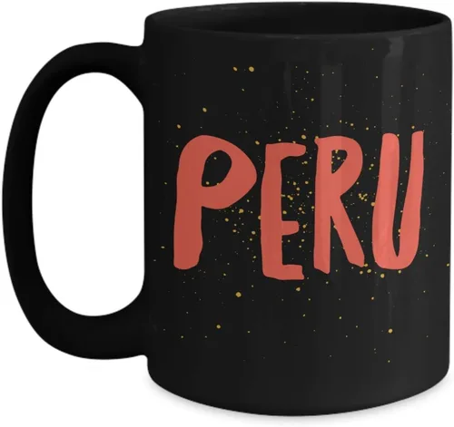 Vista 3 de Perú Futbol Taza de Cafe Vaso, taza café divertidas, tazas personalizadas, taza de café inspiradoras, taza con mensajes positivos., 11onza, Negro