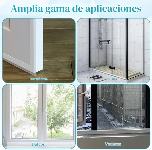 Vista 6 de 2 rollos de tope de puerta en forma de T, 40 pies x 1.97 pulgadas, de silicona transparente, burlete de sellado de puerta, bloqueador de corrientes
