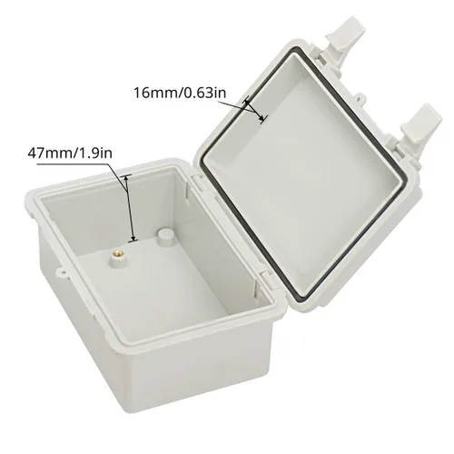Vista 4 de Zulkit Caja eléctrica IP65 impermeable de plástico ABS - Cáscara con bisagras, 2 retenedores de cable, 5.9 x 3.9 x 2.8 pulgadas