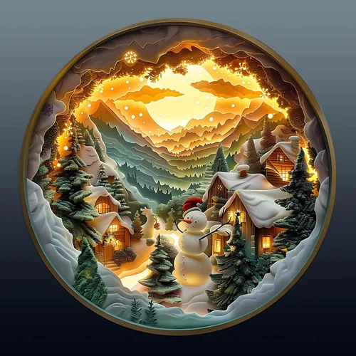 Vista 15 de Rompecabezas de madera de Navidad para adultos, rompecabezas de madera de pueblo nevado, rompecabezas de madera para adultos, regalos