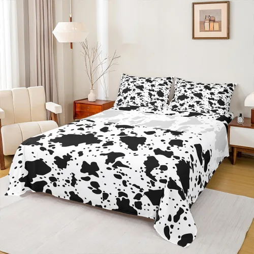 Vista 11 de Erosebridal Sábanas de cama con estampado de vaca, tamaño individual, juego de sábanas de girasol, juegos de sábanas y fundas de almohada con Multi
