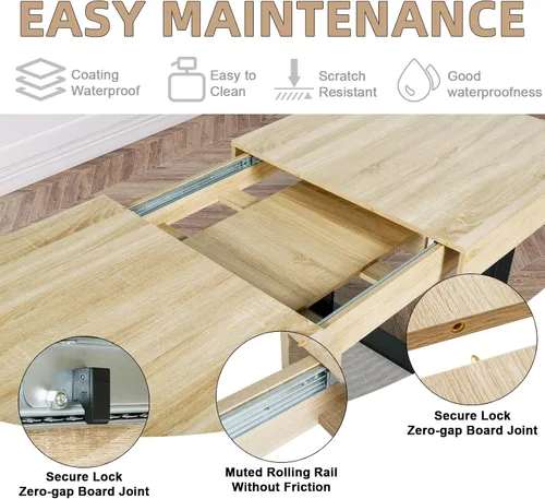 Vista 7 de STHOUYN - Mesa de comedor extensible de 63"-79", moderna de estilo campestre, de madera para la cocina, larga y expandible para 6, 8, 10, gran mesa