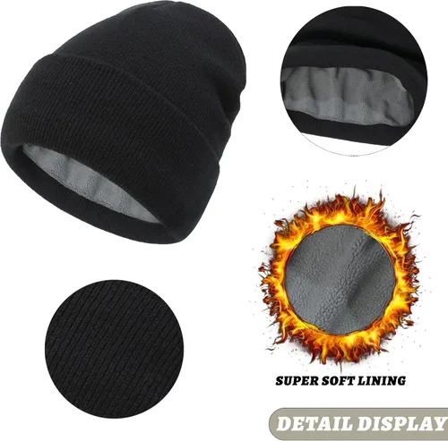 Vista 6 de Urban Virgin Paquete de 4 sombreros de invierno para mujer, suaves y elásticos, de punto, para hombre, lindo sombrero con forro polar