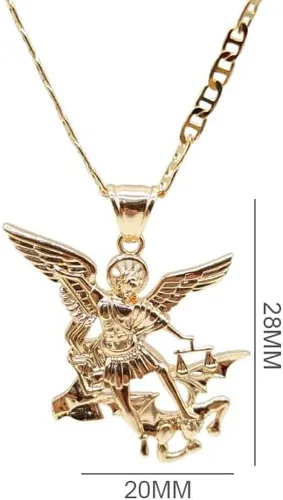 Vista 2 de Ray Jewelry - Collar con colgante de San Miguel chapado en oro de 14 quilates 220in de largo 1102 x 0787in y 14 quilates 220in de largo diseño