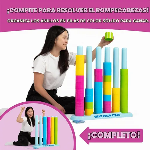 Vista 3 de Giant Color Stack Challenge de Relatable - Ganador del Premio Nappa 2025, juego de apilamiento de estrategia con 50 rompecabezas, actividad de patio