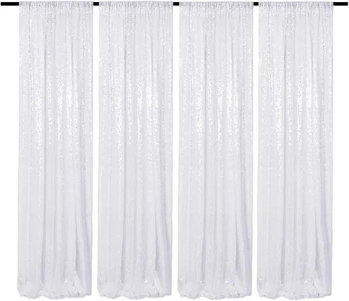 Vista 53 de Cortinas de Fondo de Lentejuelas Negras Cortinas Brillantes con Purpurina 2FTx8FT 2 Paneles para Decoraciones de Bodas Fiestas de Cumpleaños