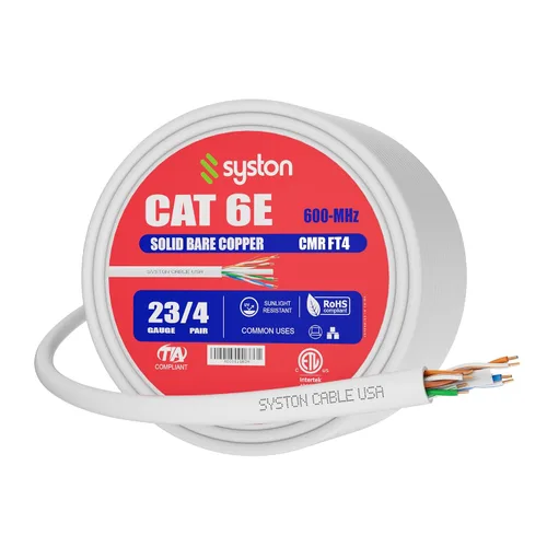 Vista 33 de Cable de Internet Ethernet Cat6e – 10 pies, 600 MHz 23AWG de alambre de cobre sólido desnudo apto para exteriores/interiores, sin extremos de 10