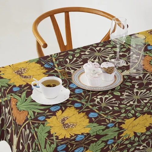 Vista 272 de Mantel Floral Retro de Pájaros, Diseño Original Bohemio William Morris Estampado Cubierta de Mesa para Hogar Picnic Fiesta Comedor Cocina William