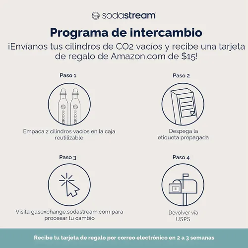 Vista 2 de sodastream SodaStream 60 L CO2 Exchange Carbonator, 14.5 oz, conjunto de 2, más $ 15 Tarjeta de regalo de Amazon.com con Exchange