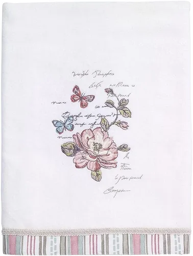 Vista 7 de Avanti Linens Butterfly Garden Collection, toalla de mano bordada, color blanco