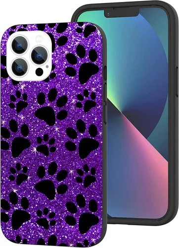Vista 6 de Funda compatible con iPhone 11, diseño de pata de perro negra y morada, funda protectora de TPU suave con diseño para mujeres y niñas