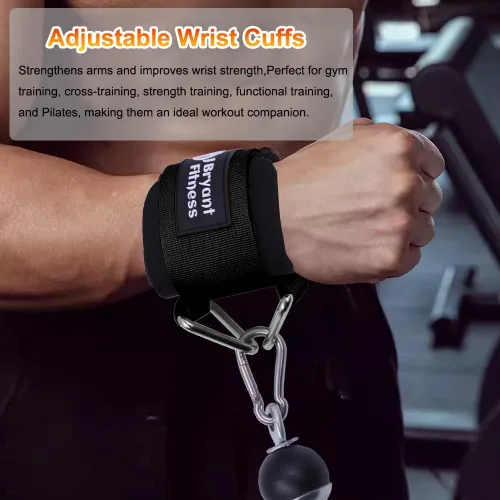 Vista 5 de J Bryant Muñequeras de fitness para máquinas de cable, correas de muñeca ajustables resistentes con acolchado de neopreno de 0.276 in