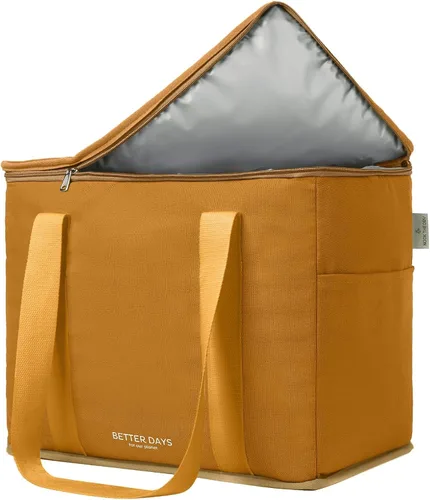 Vista 4 de Nook Theory Bolsa de comestibles reutilizable aislada – a prueba de fugas, bolsa enfriadora grande – Bolsas de compras aisladas para comestibles