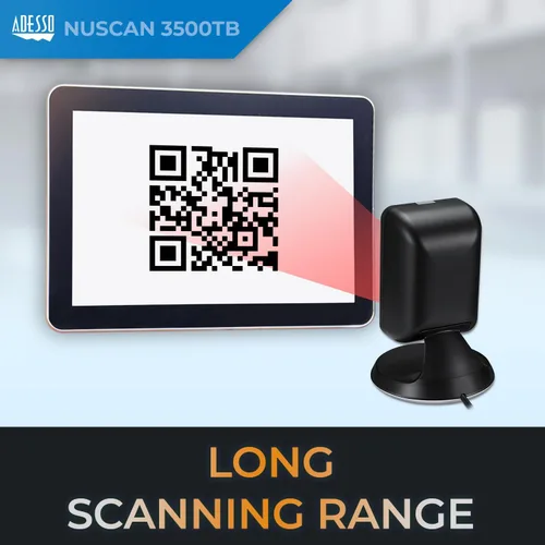 Vista 5 de Adesso NuScan 2800U Omnidireccional 2D Escáner de código de barras de escritorio USB