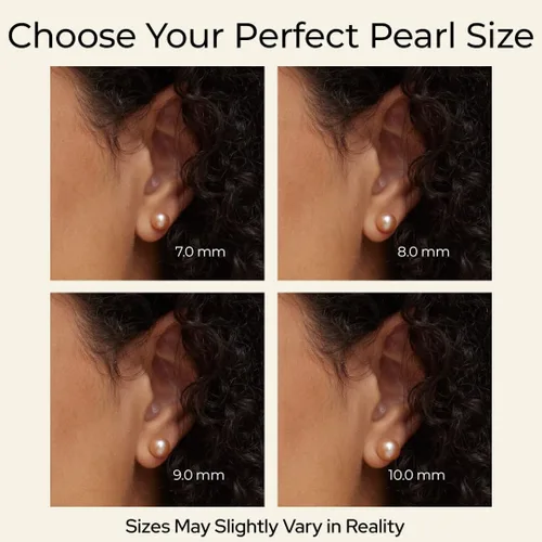 Vista 4 de THE PEARL SOURCE Real Freshwater Pearl Stud Earrings for Women, 14K Yellow Gold AAAA Genuine Cultured Freshwater Pearls, Peach Pearl Jewelry Gift