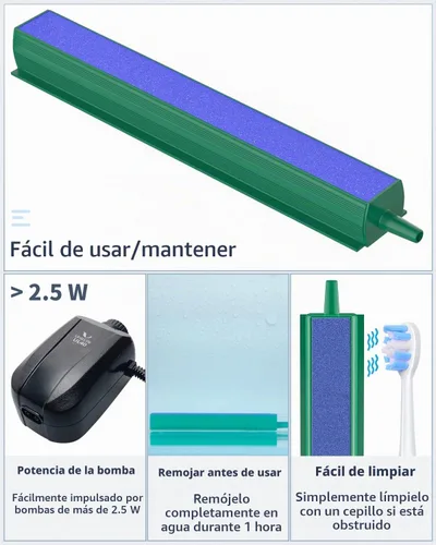 Vista 4 de Pawfly Barra Difusora de Aire para Acuario 4 Pulgadas, Burbujeador de Piedra para Tanque de Peces con Base de Plástico Cuadrada Difusor de Oxígeno