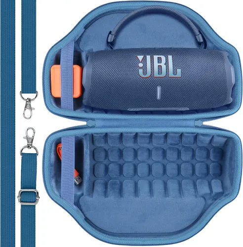 Vista 2 de co2CREA Case for JBL Charge 6 Portable Bluetooth Speaker, Blue Acolchado de espuma de alta densidad, mango reforzado, correa de hombro desmontable