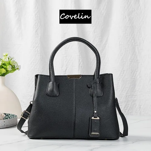 Vista 4 de Covelin bolso de mano de cuero durable tamaño mediano, mini bandolera, para mujer.