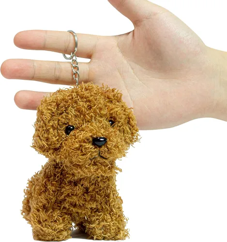 Vista 2 de Lindo Llavero de Animal de Peluche Perro, Animal de Peluche Suave, Accesorio de Moda, Clips para Mochila, Regalo para Jardín de Infantes, Colgante