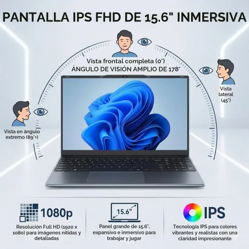 Vista 4 de Portátil de 15,6 pulgadas, Core 8100Y, RAM So-Dimm de 4GB, SSD