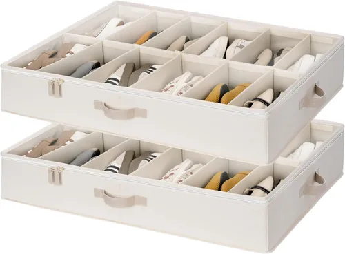 Vista 9 de StorageWorks Organizador de zapatos para armario, con capacidad para hasta 24 pares, juego de 2 contenedores de almacenamiento de zapatos debajo