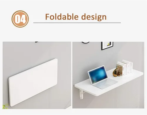 Vista 7 de Mesa plegable resistente para montaje en pared, escritorio de computadora multifunción, mesas de bar flotantes, mesa de comedor de cocina, banco
