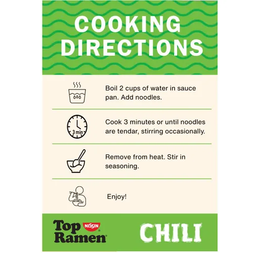 Vista 4 de Nissin Top Ramen Comida rápida y conveniente lista en minutos con agua caliente.
