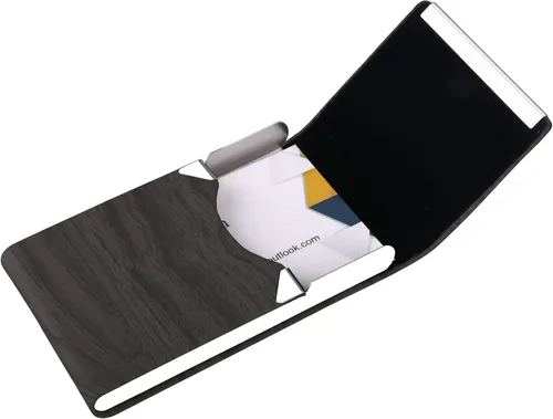 Vista 2 de JuneLsy Estuche para tarjetas de visita – Estuche profesional de piel sintética para tarjetas de visita de metal, tarjetero de bolsillo para hombres