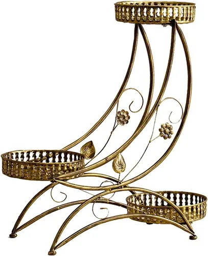 Vista 10 de Soporte de flores de hierro forjado interior,Soporte para macetas de pie en el piso,Soporte para plantas escalonadas para sala de estar, balcón rojo