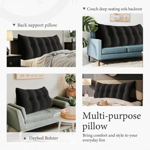 Vista 4 de Almohada de cuña acolchada de 8 libras para cabecero, posicionador corporal en forma de triángulo, almohada de lectura para la cama, almohada