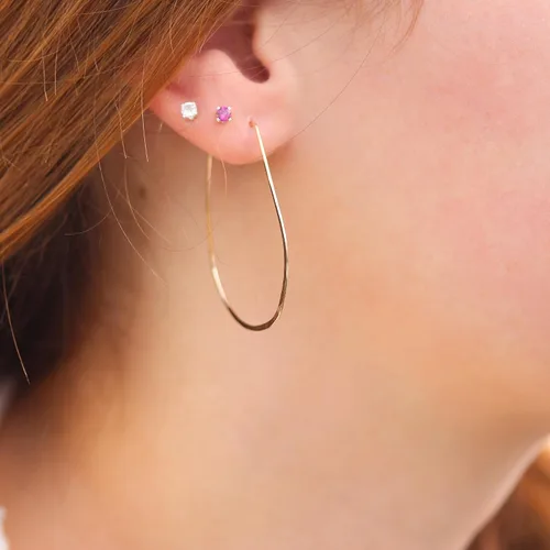 Vista 127 de Aretes de aro finos martillados, elegantes plata esterlina geométrica sólida, relleno de oro y relleno de oro rosa; para mujer por Lotus Stone