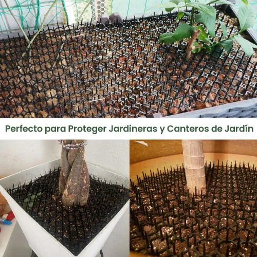 Vista 3 de Ley's Paquete de 12 alfombrillas disuasorias para gatos, 6 x 8 pulgadas, con púas, mantiene a los gatos alejados de las plantas, muebles