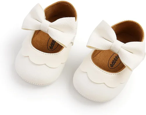 Vista 8 de Neband Zapatos de Vestir Mary Jane para Bebé Niña - Zapatos Planos Antideslizantes de Cuero PU Suave para Recién Nacidos e Infantes, para Fiestas
