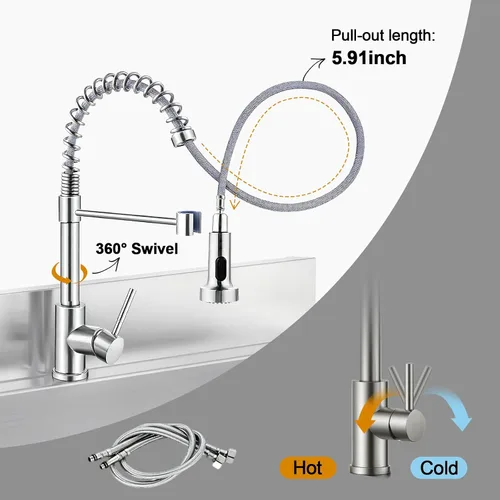 Vista 3 de 39in Large Capacity Stainless Steel Utility Sink with 2-Water Outlet Modes