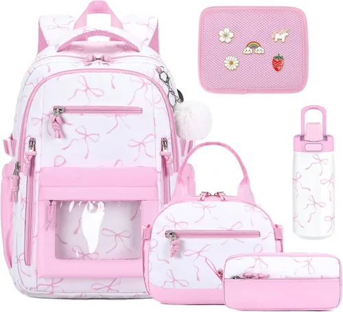 Vista 12 de 4PCS Girls Backpack Pin Display Ita Bag with Lunch Box B-negro Bloom
