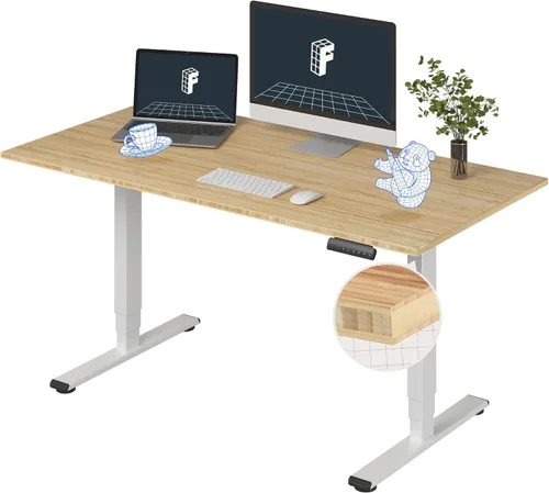 Vista 31 de FlexiSpot E6 Bamboo - Escritorio eléctrico de pie de 3 etapas con motor dual de 48 x 24 pulgadas, soporta 220 libras, altura ajustable con ajustes