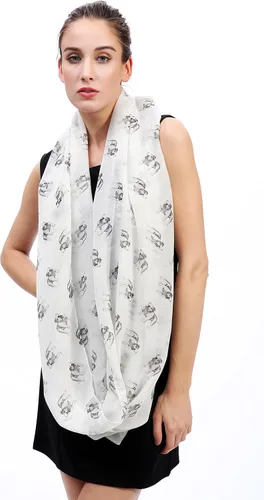 Vista 3 de Lina & Lily Bulldog Dog Print Infinity Bufanda ligera, regalo para los amantes de los perros