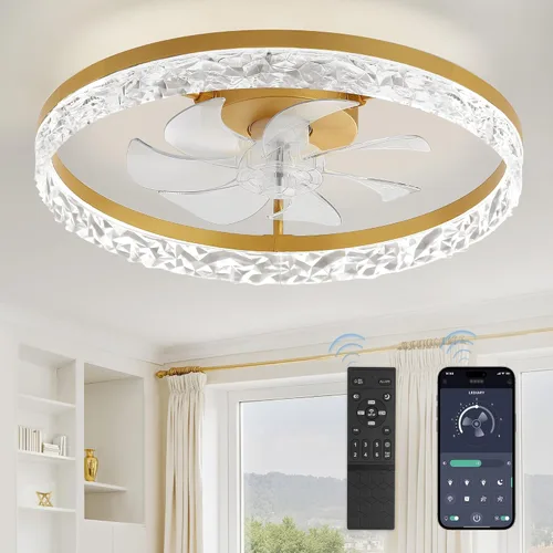 Vista 17 de LEDIARY Ventiladores de techo modernos de 20 pulgadas con luces y control remoto, ventilador de techo regulable de perfil bajo, ventilador de techo