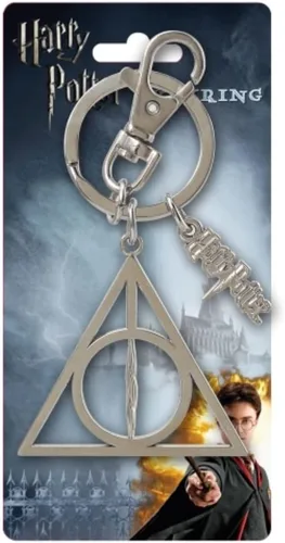 Vista 2 de Harry Potter Deathly Hallows - Llavero de peltre plateado 2 pulgadas
