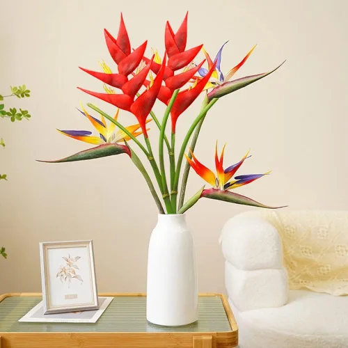 Vista 3 de XZJMY Bird of Paradise Plantas verdes, flores artificiales, 34.2 pulgadas, ramo de flores artificiales grandes y elegantes adecuado para decoración
