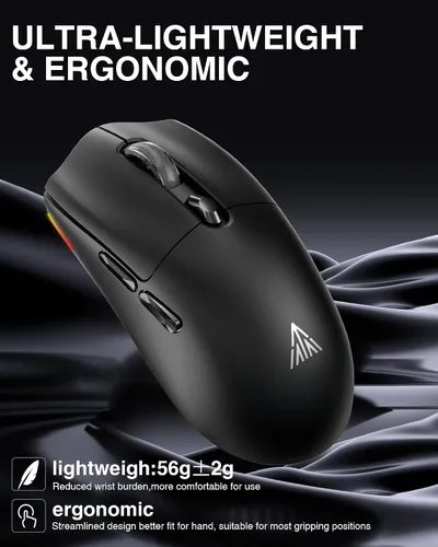 Vista 3 de SM800 - Ratón inalámbrico para juegos, 26K DPI, 2.05 oz, ultra ligero, trimodo tipo C, con cableBluetooth2.4GHz, botones programables, compatible