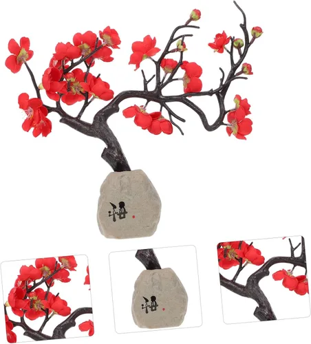 Vista 7 de DOITOOL Adornos de resina de cerámica Wintersweet flor falsa para decoración de oficina en casa