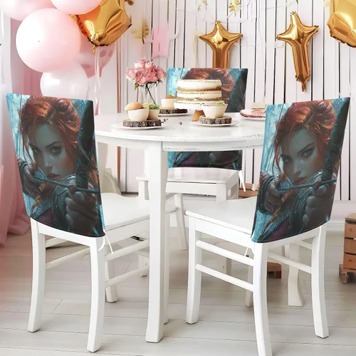 Vista 5 de Juego de 6 fundas decorativas para silla de escritorio para decoración del hogar, fundas suaves e impermeables para sillas de comedor, cobertores
