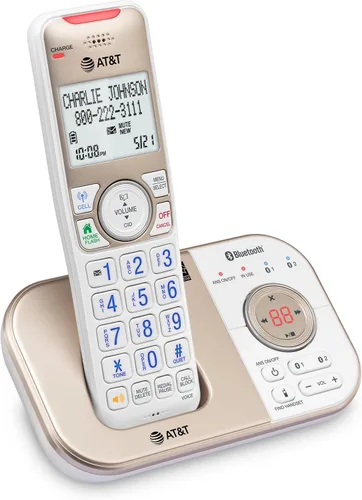 Vista 13 de AT&T 1-Handset DECT 6.0 - Teléfono inalámbrico expandible Bluetooth para el hogar con contestador, bloqueo inteligente de llamadas, identificador